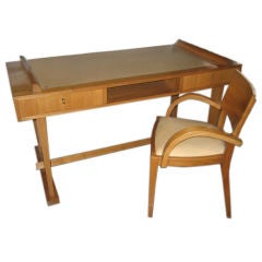 1940's French Desk and Chair in Elmwood & Leather Accents 12