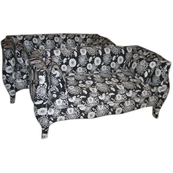 Pair of 1960's Hollywood Regency Style Floral Sofas