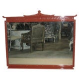1930's Chinese Lacquered Mirror with Original Etched Glass