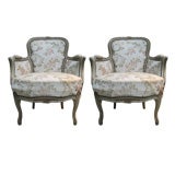 Pair of 1st Quarter 20th c. French Carved Bergere Chairs