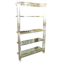 1970's Tall Lucite and Glass Etagere 12