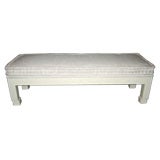 1970's Ivory Lacquered Bench