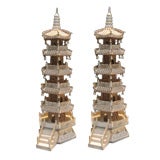 Pair of 1970's Chinese Carved Bone Pagodas