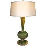 1950's Barovier Murano Lamp w/ Silk Shade on an Acrylic Base