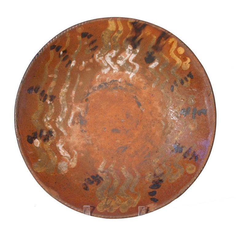 Slip Decorated Redware Charger