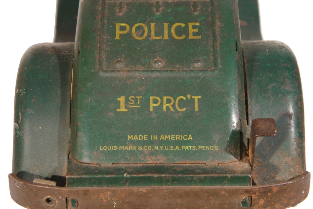 American Early Tin Friction Police Car For Sale