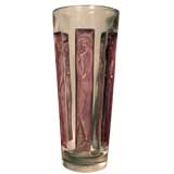 Vintage Lalique Art Deco Embossed Six-Figure Glass Vase