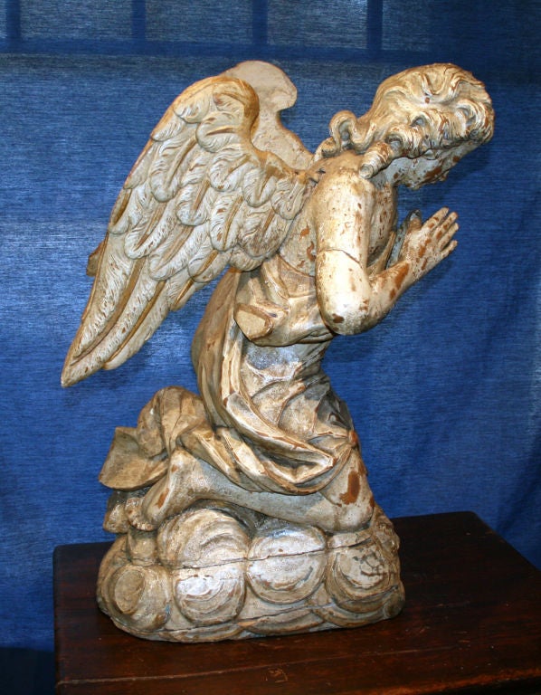 Italian Old Master Religious Sculpture of a Praying Angel
