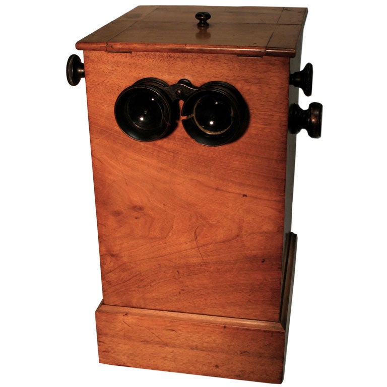 French Mattey Desktop Stereoscope with 45 Glass Views For Sale