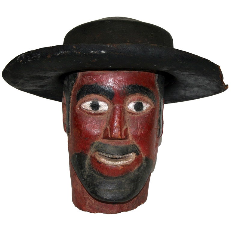 Guatemalan Folk Art Carved Head of Maximon aka San Simeon For Sale