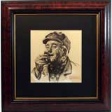 Norman Rockwell Schenley Whisky Ad with Hunter, Charcoal Drawing