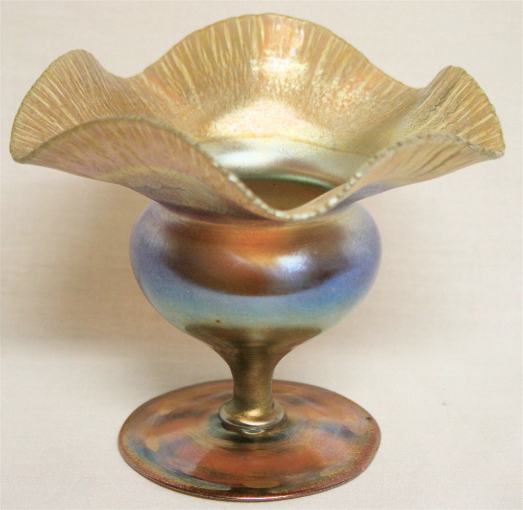 L.C. Tiffany Art Nouveau Glass Favrile Compote 1