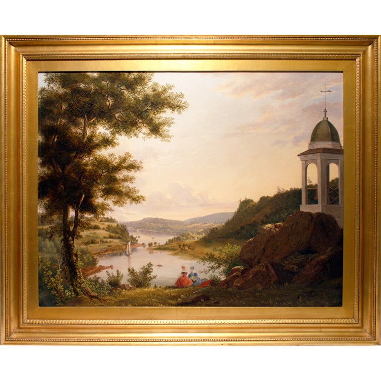 Victor De Grailly Hudson River Landscape Oil Painting For Sale
