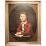 John Hesselius Portrait of a School Boy, Oil on Canvas, 18th C