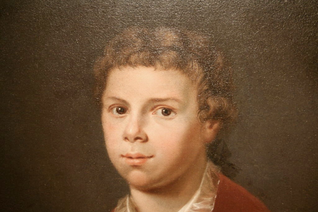 American John Hesselius Portrait of a School Boy, Oil on Canvas, 18th C For Sale