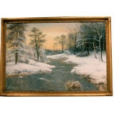 Fritz Lindstrom Winter Landscape, Swedish Oil Painting