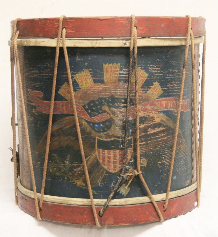 Civil War Field Drum with Photo of Drummer & Period Drum Sticks 3