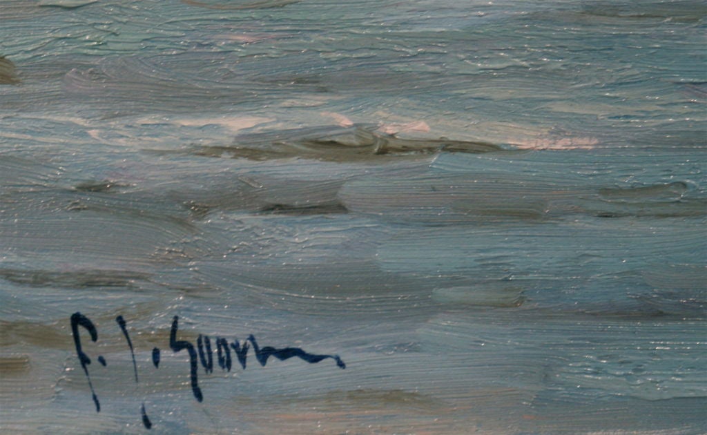 Oil Painting of Boats in Nantucket by Fritz Johan Goosen, Dutch