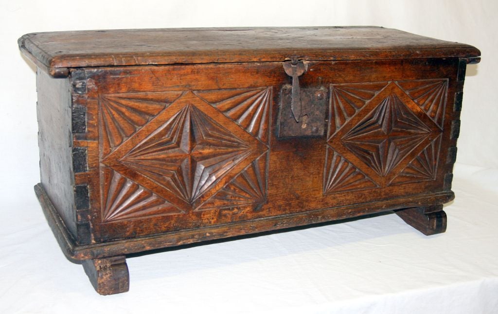 Charles I Walnut Coffer or Chest, 17th Century English For Sale 2