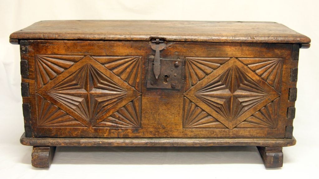 Charles I Walnut Coffer or Chest, 17th Century English For Sale 4