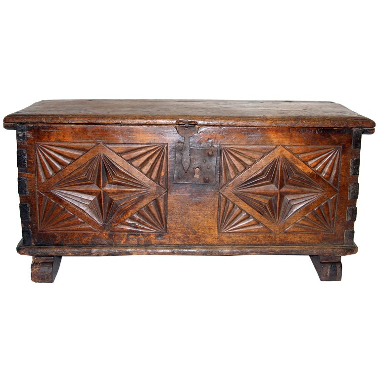 Charles I Walnut Coffer or Chest, 17th Century English For Sale