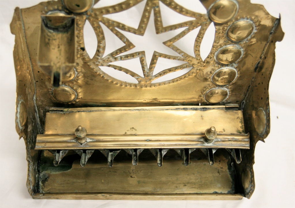 18th Century Dutch Menorah or Channukah Lamp in Brass For Sale 5