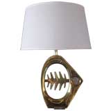 sculpted brass fish lamp