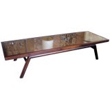 Mahogany coffee table with cane inset by T. H. Robsjohn-Gibbings