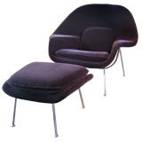 Used Womb chair and ottoman in merlot mohair by Eero Saarinen
