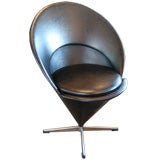 Original black vinyl cone chair by Verner Panton