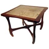 Rosewood and stone table by Don Shoemaker