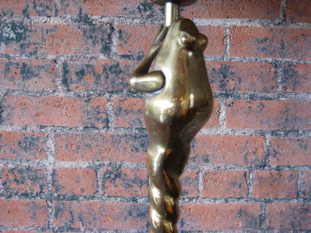 American brass floor lamp of twisted frog by Chapman