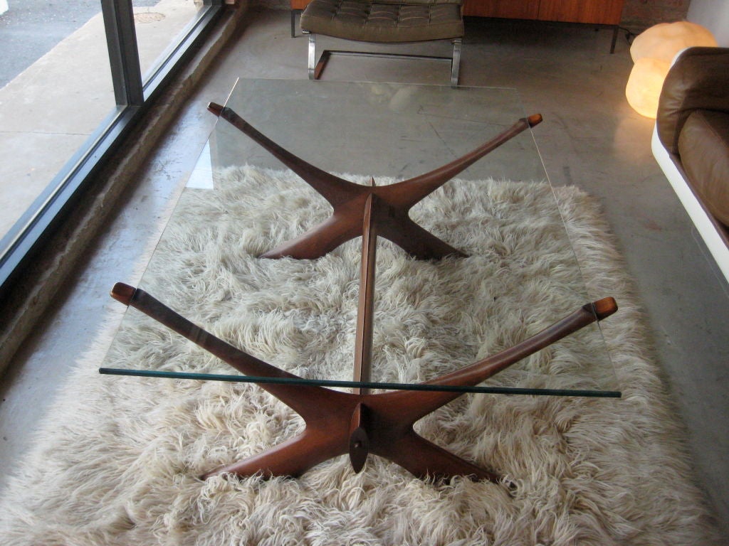 Beautiful all original solid Teak and plate glass table designed by Illum Wikkelso. Reduced from $2800.