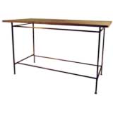 Travertine and brass console table