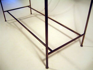 Travertine and brass console table