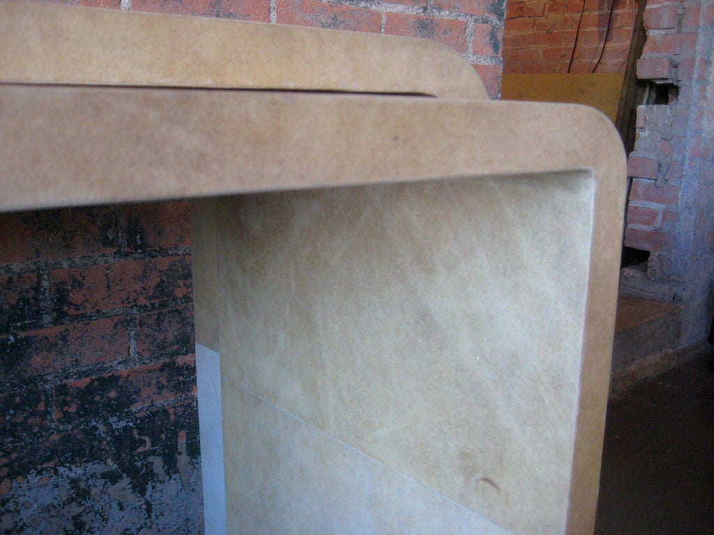 Parchment covered nesting console tables 1