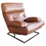Vintage distressed leather lounge chair by Tetrad
