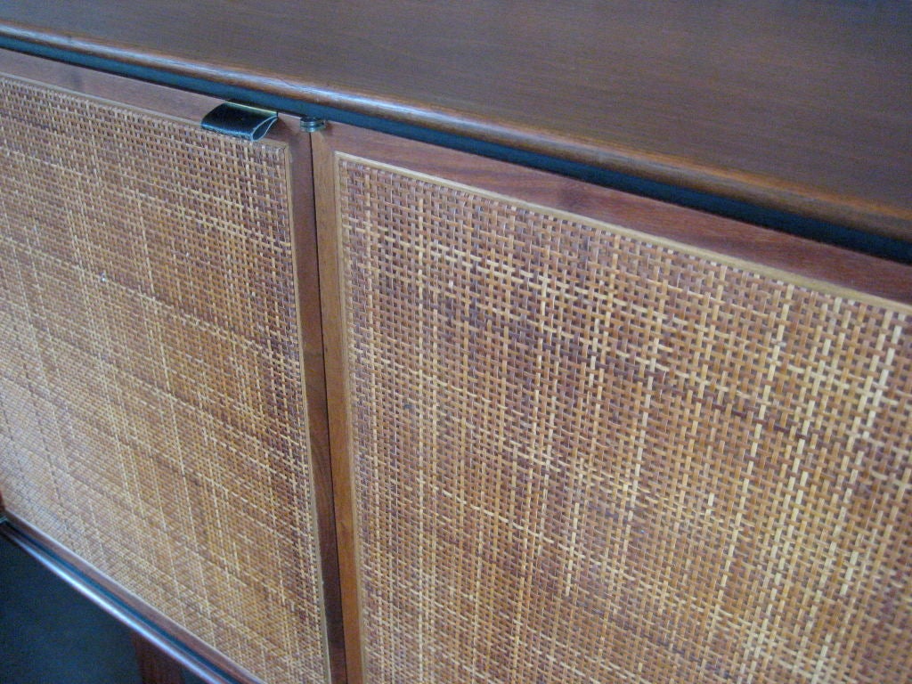 American walnut credenza with caned doors