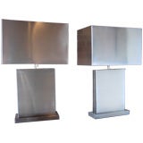 Pair of brushed chrome lamps by C. Jere