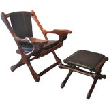 Rosewood/leather rocking lounge chair/ottoman by Don Shoemaker