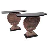 Pair of shell console tables by Grosfeld house