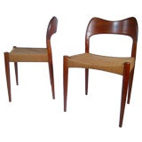 Set of Six Teak and cane dining chairs by Illums Bolighus.