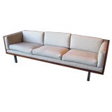 Teak frame tuxedo sofa
