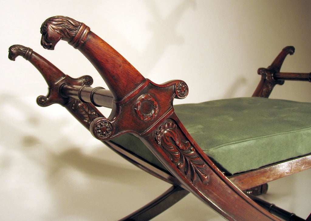 Impressive English Regency Rosewood Bench
