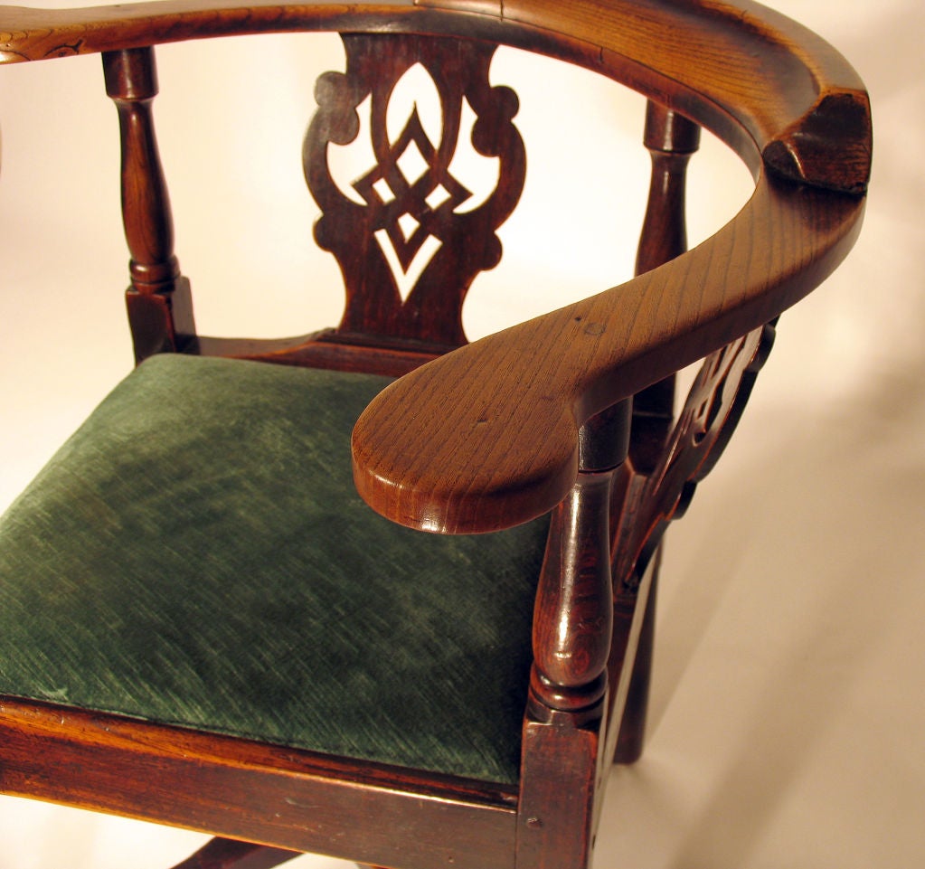 English Provincial Elm Corner Chair
