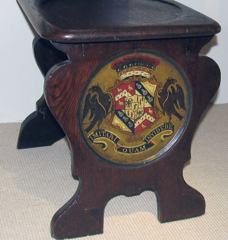 Pair of English Oak Painted Hall Chairs