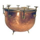 Large English Copper & Brass Kettle Drum