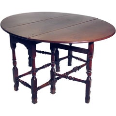 Antique English Walnut & Fruitwood Gateleg Table