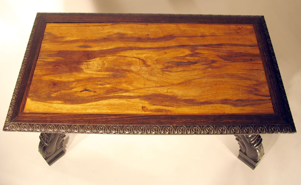 Sri Lankan Rare Anglo-Indian Calamander Wood & Ebony Low Table For Sale
