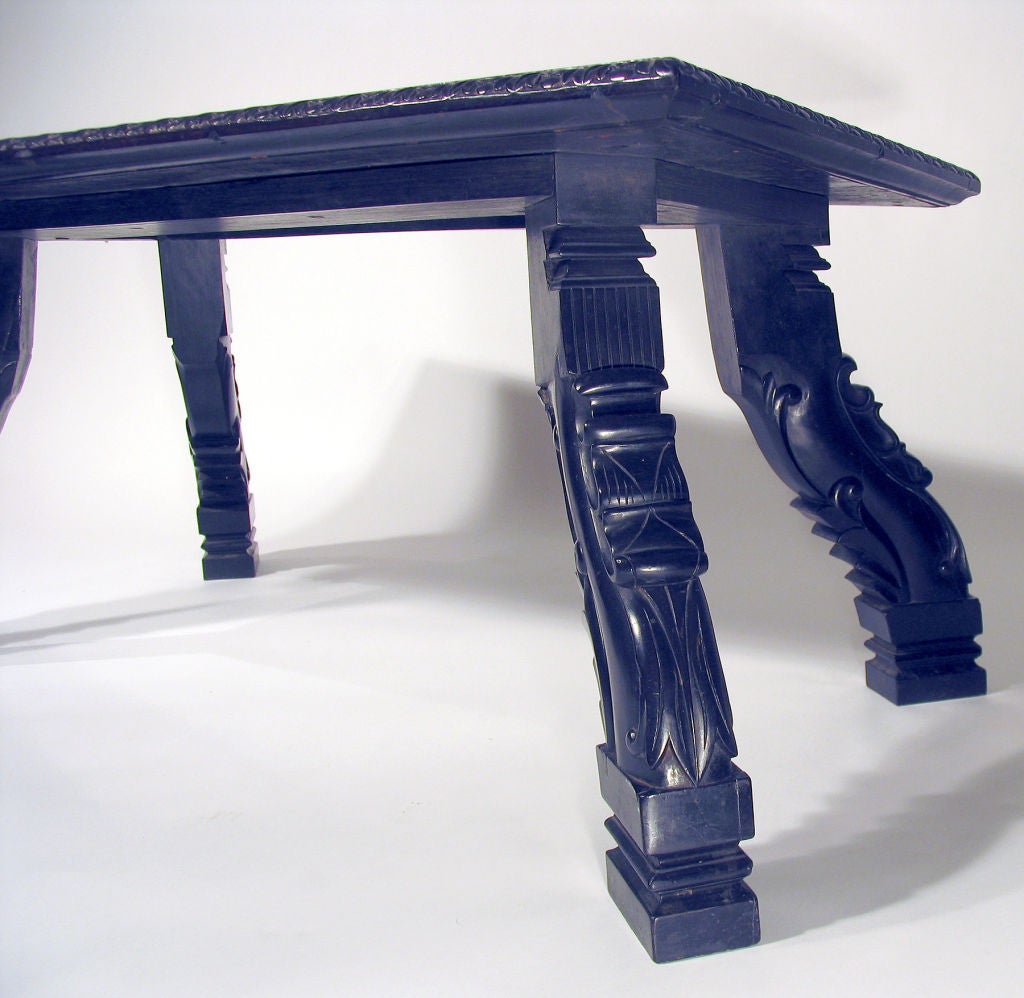 19th Century Rare Anglo-Indian Calamander Wood & Ebony Low Table For Sale